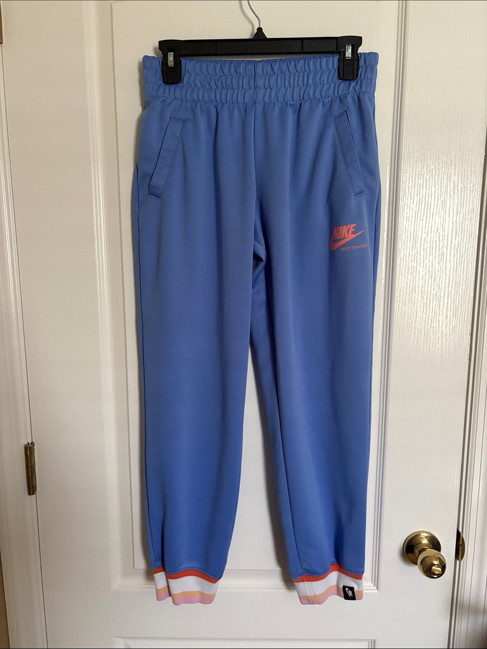 Nike Periwinkle Joggers with Coral Logo and Trim Loose Fit Style with pockets